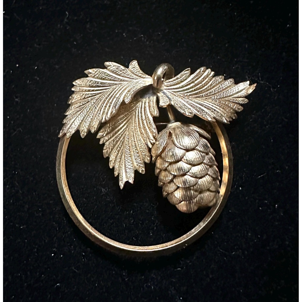Vintage Creed 12k GF Pinecone Circle Pin